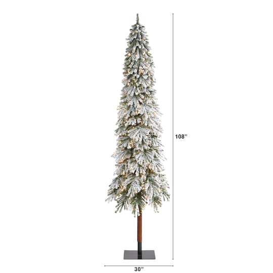 9ft. Pre-Lit Flocked Grand Alpine Artificial Christmas Tree, Clear LED Lights